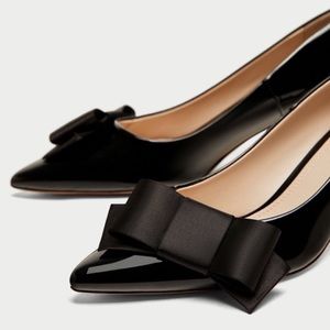 NWT Zara black heels with bow tie